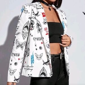 Shein Romwe PUNK Print Blazer
